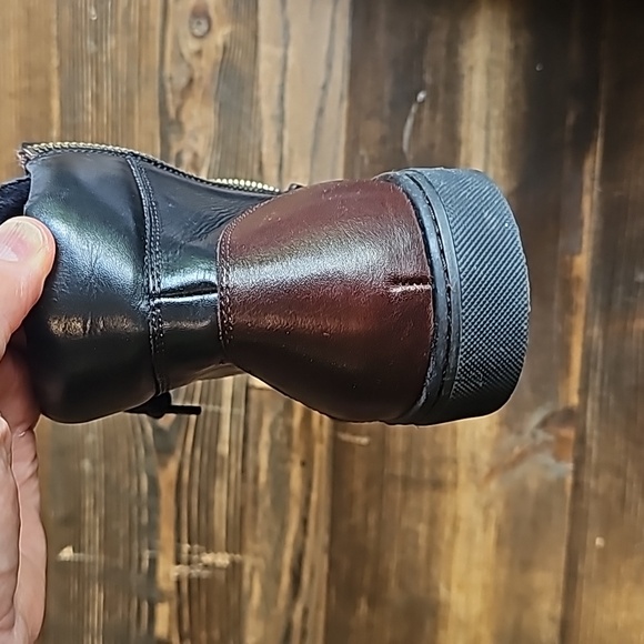 NWOT zip/laced leather sneaker boots sz 9.5 men's black and brown - Picture 7 of 8